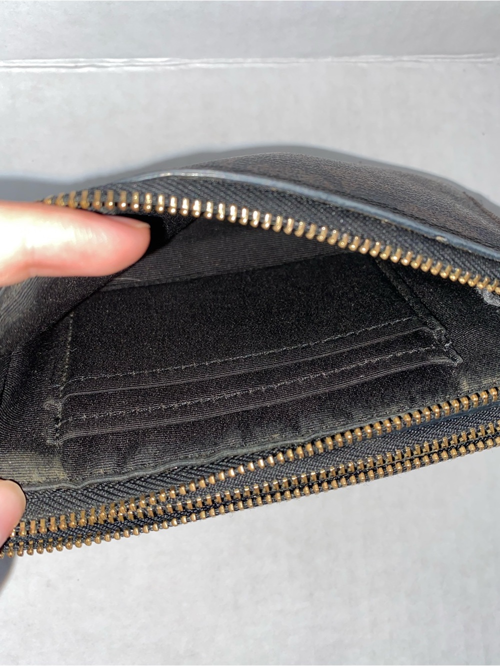 Coach Brown and Black Logo Zip Wristlet with Strap - Picture 4 of 7
